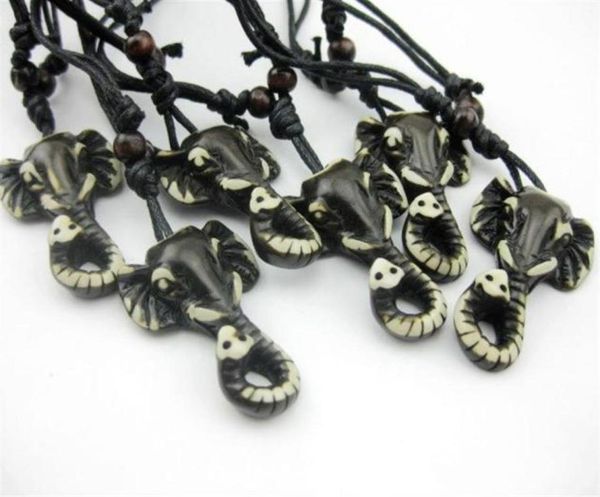 

yqtdmy 12 pcs tribal black elephant cool men039s adjustable rope biker necklace229m8345965, Silver