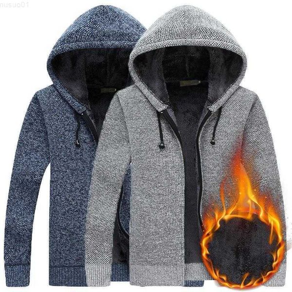 

men's sweaters new sweater men's hooded cardigan plus velvet warm autumn and winter artificial fur coat cold jumpers jacket l23071, White;black