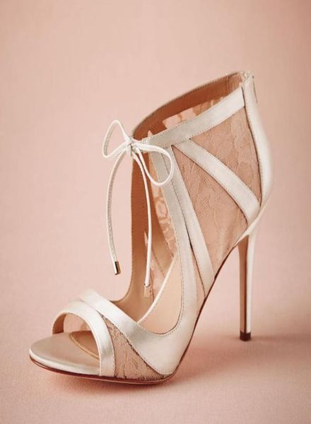 

ivory satin wedding boots knee high lace fabric stiletto heels sandal for wedding lace up closure 35quot wrap heels rubber bott8877010, Black