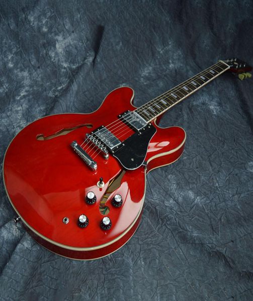 

chinese electric guitar 335 transparent color chrome hardware maple body 302529