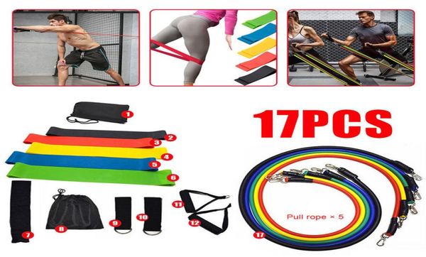 

17piece vip drop 17pcs pull rope fitness exercises resistance band set training yoga band gym fitness equipment muslce 2011093679146
