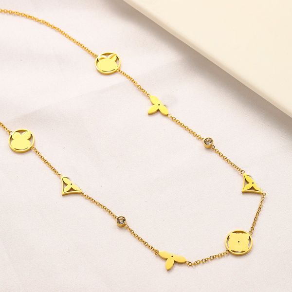 

never fading 18k gold plated luxury brand designer pendants necklaces crystal stainless steel letter choker pendant necklace chain jewelry a, Silver
