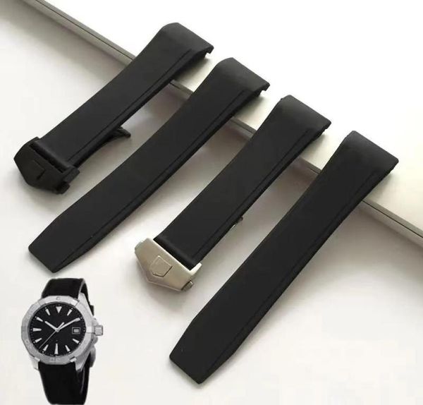 

watch bands rubber watchband for tag f1 wrist straps 22mm arc end black band with folding buckle4653413, Black;brown