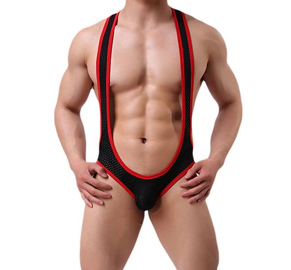

mens undershirt mesh bodysuit jockstrap open bupajamas briefs underwear style leotard wrestling singlet swimsuit new3712469, Black;brown