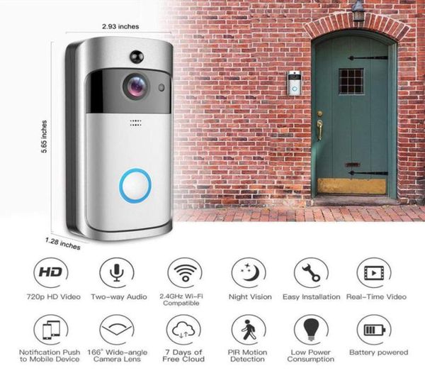 

smart wifi video doorbell camera visual intercom with chime night vision ip door bell wireless home security cam4394362