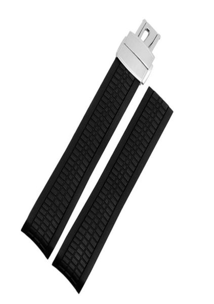 

natural silicone strap 21mm replacement rubber watch band for 5164a5167a001 with folding buckle2900588, Black;brown