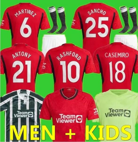 

sancho antony casemiro soccer jerseys 23 24 rashford shaw eriksen 2023 2024 fans player version b. fernandes manchesters football shirt men, Black;yellow
