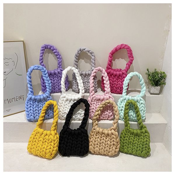

fashion women designer chunky yarn knit shoulder bag thick bulky giant wool handwoven handbag tote bag