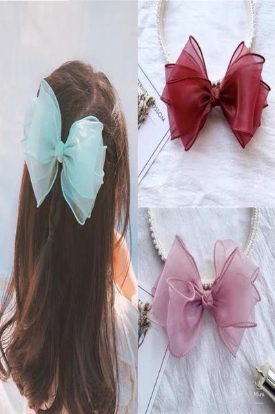 

5pcs fashion four layers yarn barrettes bow sequin love hair clips princess hairgrip side clip fairy girl sweet lace hair accessor3577041, Slivery;white