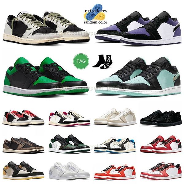

2023 low jumpman 1 basketball shoes black count purple lucky green chicago mocha sail rattan 1s sneakers fragment grey bred toe panda mens s