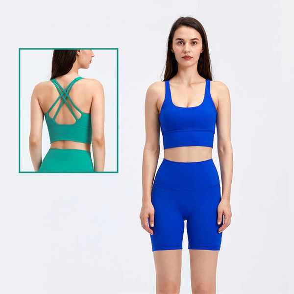 

ll-01 yoga outfit 2 piece sports yoga sets exercise biker short 8" no center seam short sports bra yoga exercise fitness workout yoga s
