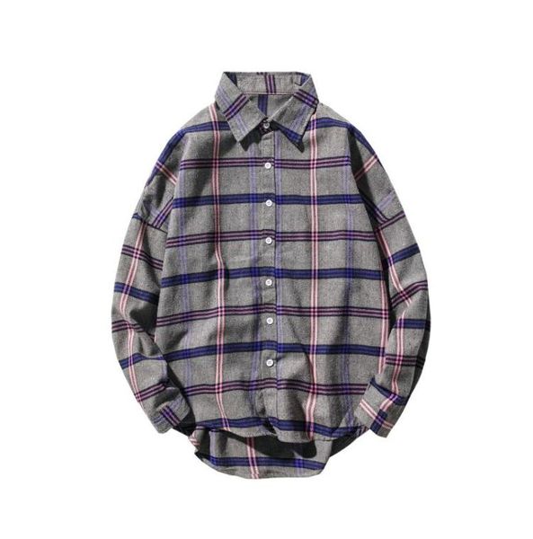 

2020 autumn oversized vintage shirt new fashion mens striped plaid long sleeve shirt men loose cotton shirts homme 5xl koszula1423830, White;black
