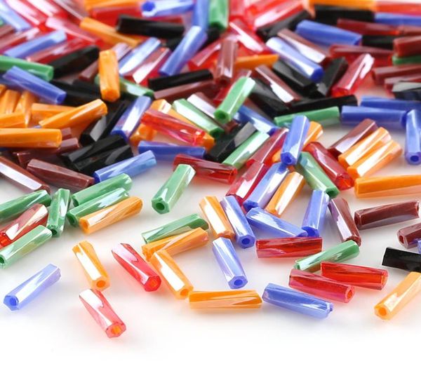 

loose spacer beads tube crystal beads colorful glass beads for bracelet necklace making jewelry findings 15 plated colors8078430