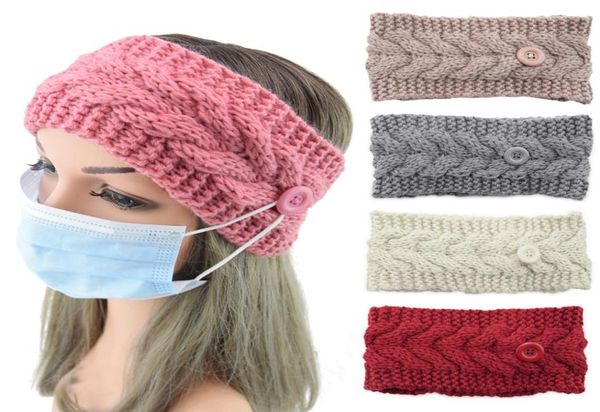

face mask protective women gym sports yoga hairband hairlace headress winter warm knit hair accessories headband with button ear6707738, Slivery;white