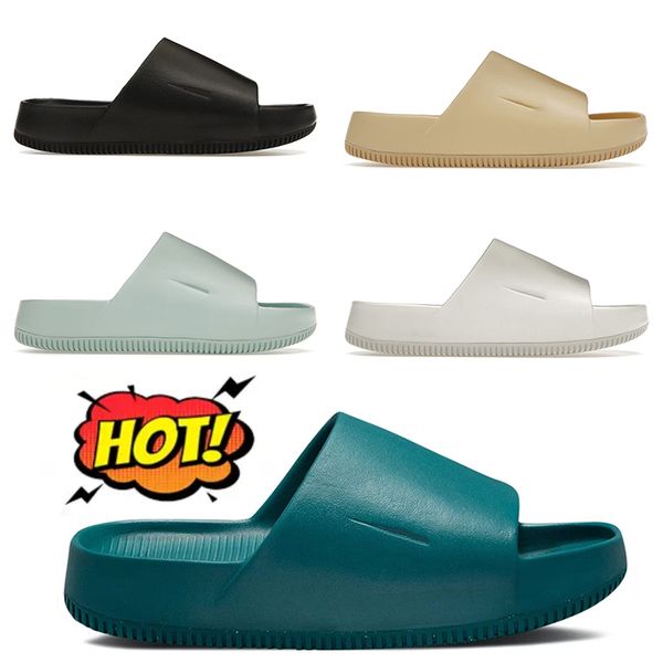 

fashion calm slides sandals 36-45 women men slide slippers outdoor mules platform rubber slipper sliders shoes seasame geode teal sail white, Black