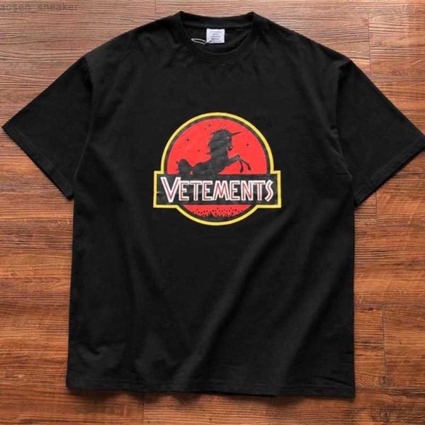 

vetements unicorn pegasi embroidered t-shirt men women vetements heavy fabric t shirt tees anime clothes, White;black