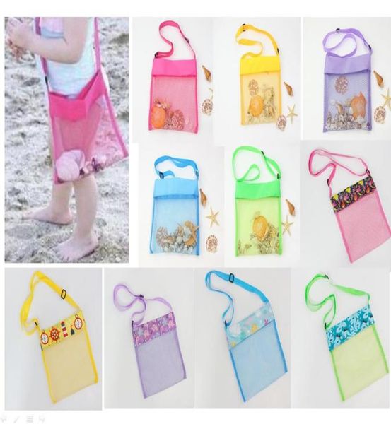 

23x23cm amazing beach mesh bag portable kid039s oblique backpack children039s fun pouch toys sea shell storage supplies seaf9970130
