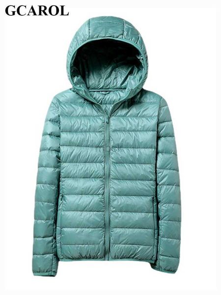 

women's down parkas gcarol women lightweight short down jacket new stand collar hooded white duck down classic coat spring autumn winte, Black