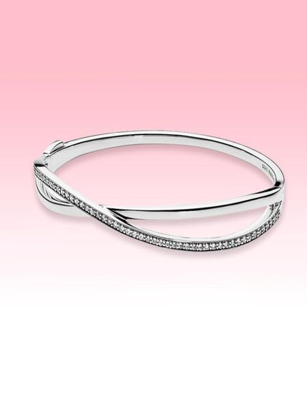 

925 sterling silver wedding bracelet cz diamond women jewelry for entwined bangle bracelet with original box sets4056463, Black