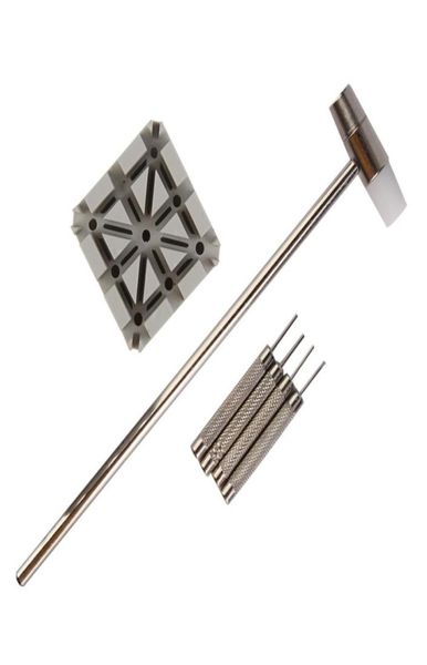 

6pcs watch band strap removal link pins holder punch hammer repair tool set3507550