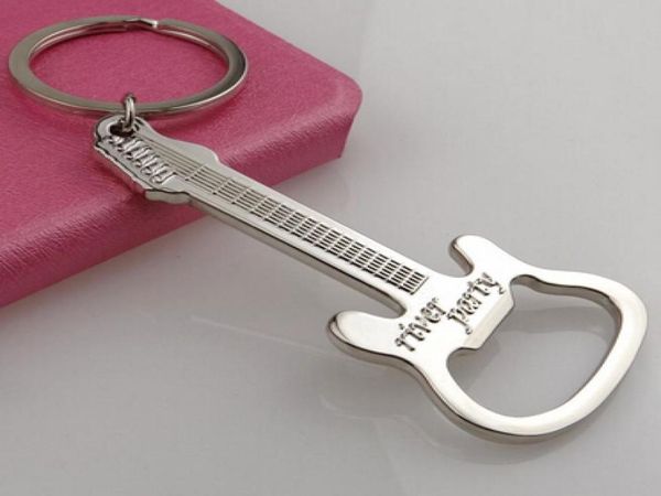 

20 pcs music guitar beer bottle opener keychain key chain keyring key ring gift souvenir keys trinket3496830, Slivery;golden