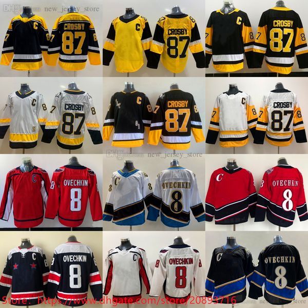 

man ice hockey winter classic 87 sidney crosby jersey stadium series 8 alex ovechkin jerseys blank stitch team black yellow red white retro, Black;red