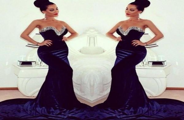 

selling 2014 winter sweeteart sequin evening dresses sweep train mermaid prom dresses zipper back velvet navy blue prom dress 3094147, Black