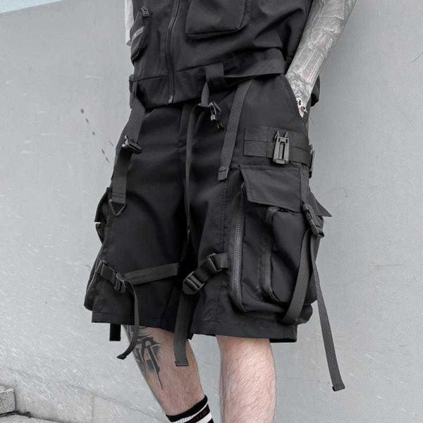 

men's shorts summer cargo shorts men loose 2023 straight new multi pockets pants trendy high street youth y2k grunge sweatpants, White;black