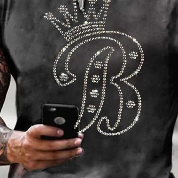 

hhmen's t shirts fashion men's clothing oversized tee y2k b rhinestone designer short sleeve holyday casual street t-shirts high, White;black