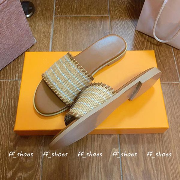 

designer straw slippers slides woman fashion woven casual beach shoes luxury new summer beach slide slipper flat bottom, Black