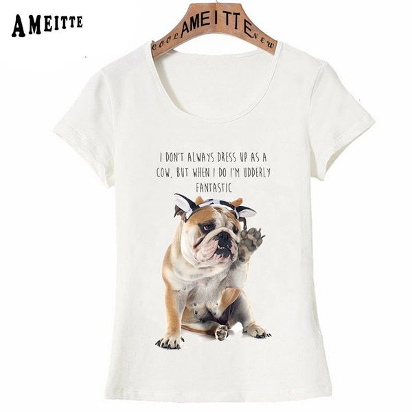 

womens tshirt bulldog i dont want to dress up as a bull but when do am really beautiful printed tshirt fashion womens cute girl 230718, White