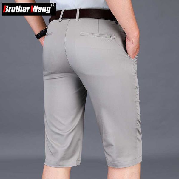 

men's shorts summer men's thin gray casual shorts classic business fashion cotton stretch straight short pants male brand khaki bl, White;black