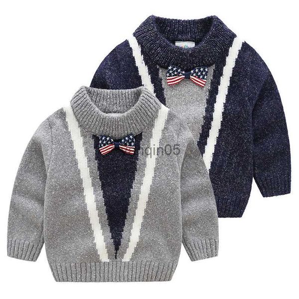 

pullover 2021 spring autumn winter 3 4 6 8 10 11 12 years england style knitted bow gently handsome pullover sweaters for baby kids boys hkd, Blue