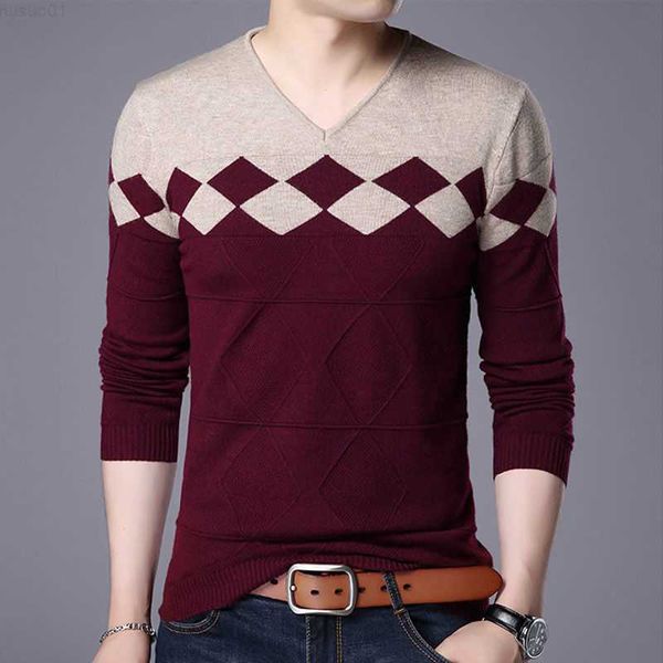 

men's sweaters stylish v-neck loose spliced knitted color korean sweater men's clothing 2022 autumn new casual pullovers all-match, White;black
