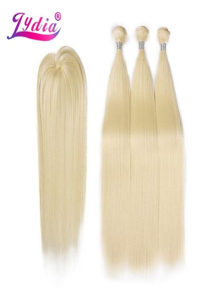 

lydia synthetic yaki straight hair weave with double weft 613 blonde hair bundles 16inch20inch 4pcspack with closure q11282227035, Black