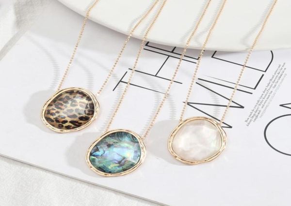 

pendant necklaces faceted acrylic abalone shell leopard print pattern geometric charms accessories body jewelry5252387, Silver