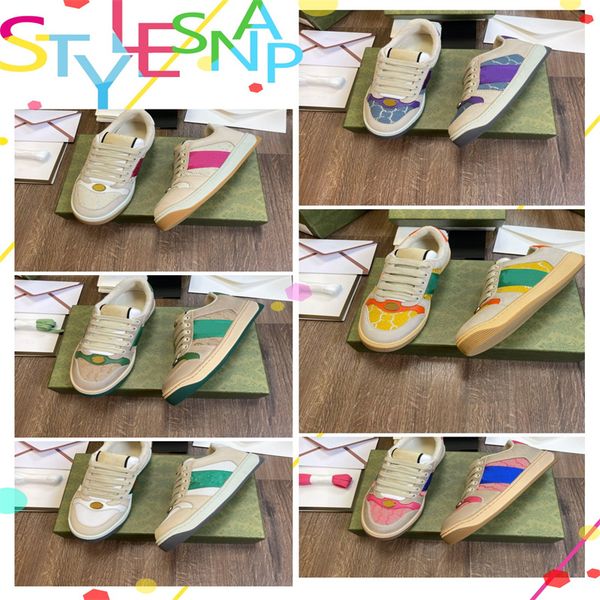 

screener sneaker beige butter dirty leather guccis shoes running vintage red and green web stripe luxurys designers sneakers bi-color rubber, Black