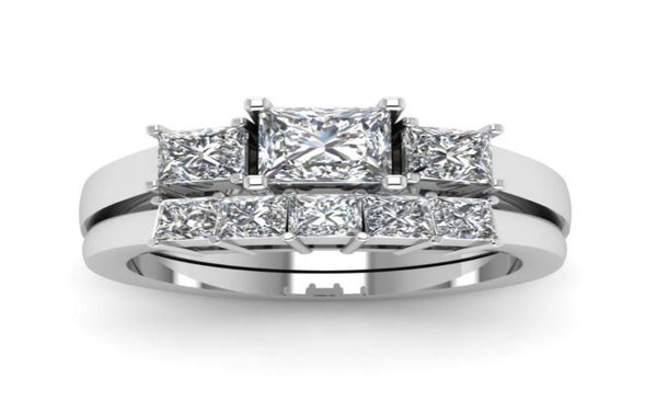 

women 925 silver ring square diamond ring anniversary gift engagement wedding ring jewelry set us size 5123528798