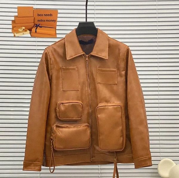 

designer mens leather jackets winter jacket fashion embossing windbreaker coat men classic warm coat womens outerwear 22fw 064l#, Black;brown