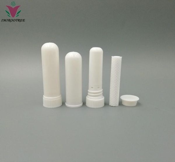 

ship 12sets white color aromatherapy blank nasal inhaler sticks tubes for essential oil with cotton wicks8756388