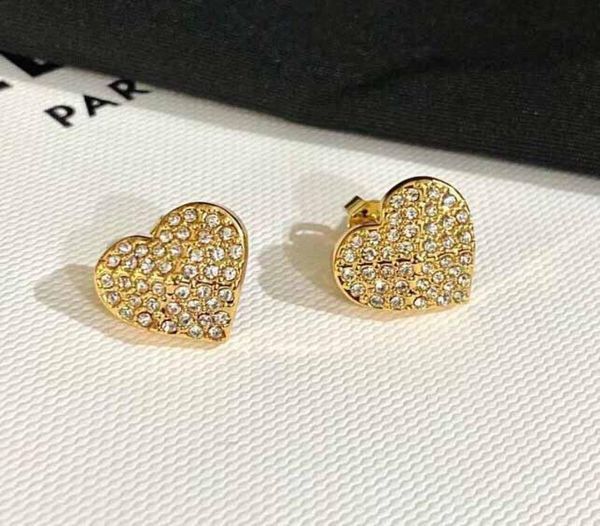

heart shape stud earring with diamond for women wedding jewelry gift ps30272652942, Golden
