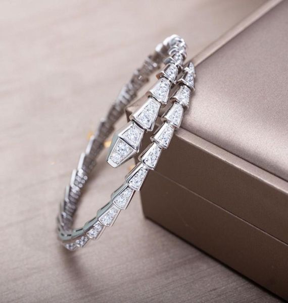 

designer bracelets luxury silver torque bangle bamboo bone bracelets for women adjustable serpentine full diamonds bracelet 3 colo6842841, Black