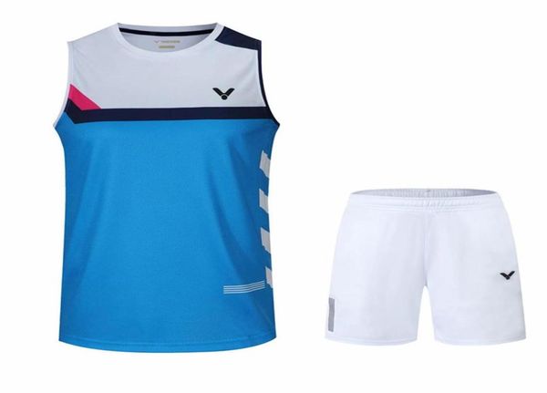 

new victor badminton suit men taipei badminton shirts women badminton wear sets tennis wear272v5865691, White;yellow