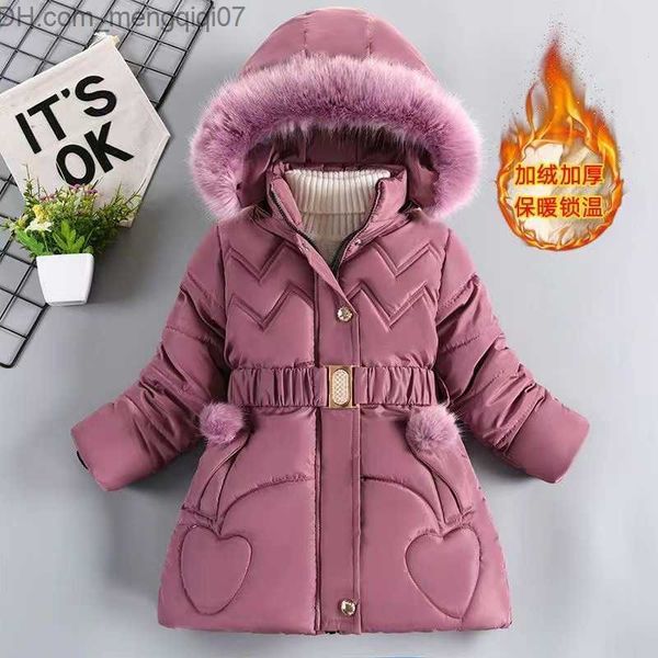 

down coat 3 4 5 6 8 10 winter girls' coat keep warm thick children's jacket hooded zipper fur collar princess coat z230719, Blue;gray