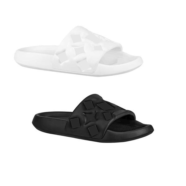 

luxury flat rubber leather women h sandals slippers designer sandals pool pillow slide beach sandals men flip flops slides summer comfort, Black