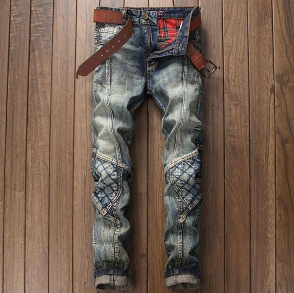 

whole european american style fashion brand designer men jeans luxury men039s casual denim trousers white slim straight je7440209, Blue