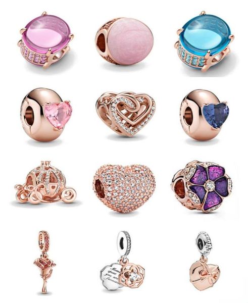 

new popular 925 sterling silver rose gold pink swirl heart solitaire clip charm beads for original p bracelet diy jewelry wo6158697, Bronze;silver