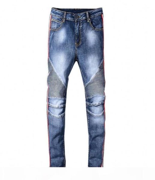 

2019 new men039s skinny jeans distressed ripped biker jeans slim fit motorcycle biker denim for mens cotton jeans2018715, Blue