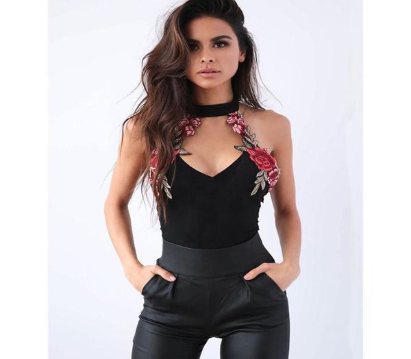 

women039s jumpsuits rompers woman tight bodysuit overalls night club sleeveless bodycon floral jumpsuit leotard crop 442203, Black;white