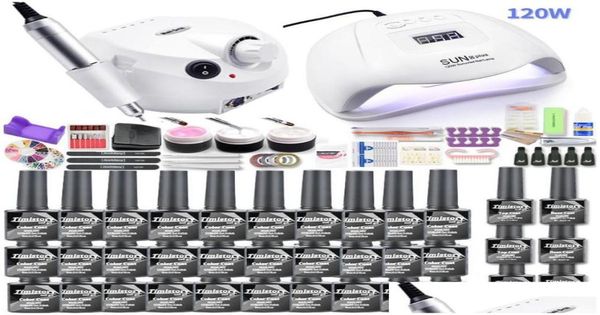 

nail art kits 30pcs gel polish set 35000rpm drill hine kit with 120w uv led lamp manicure tools drop delivery health beauty dhsdw6561903
